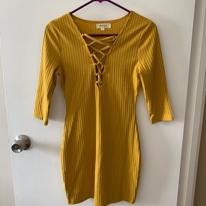 Mustard Cross Criss Open Dress
